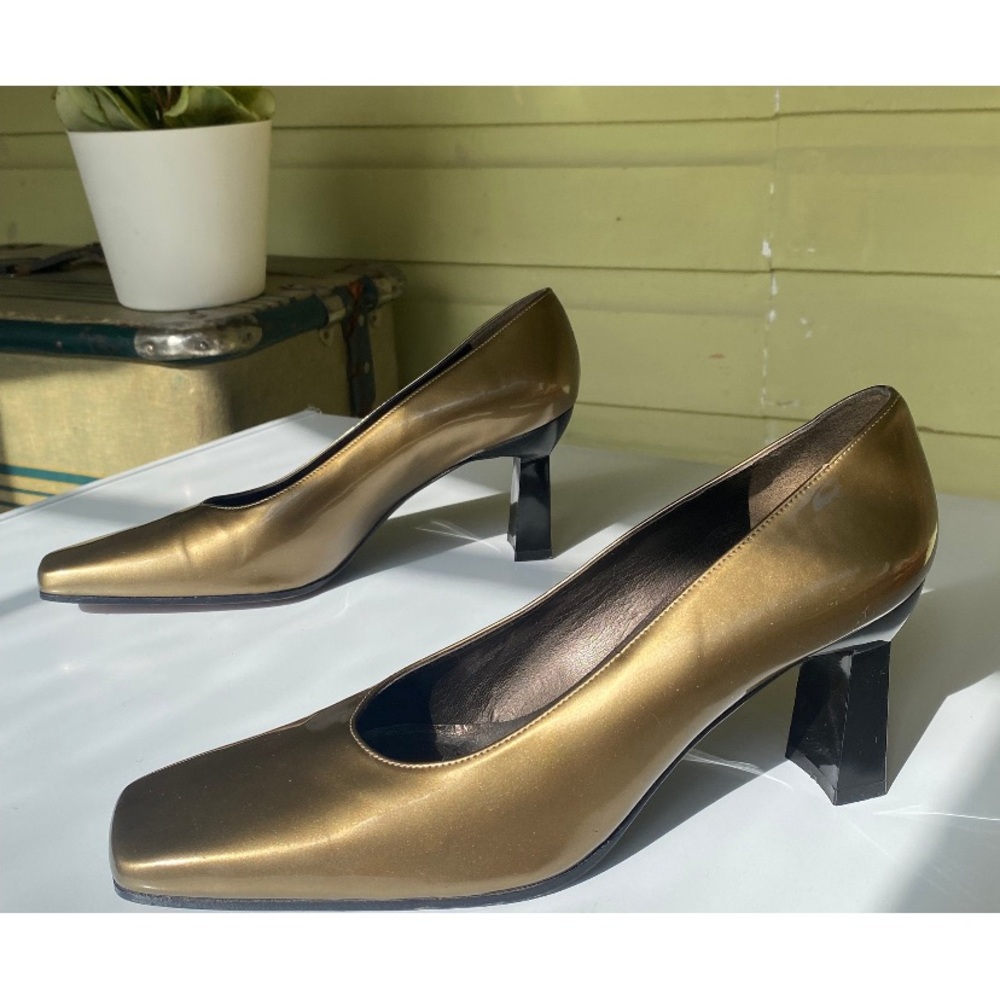 Elegant Metallic Green/Gold Women's Heels